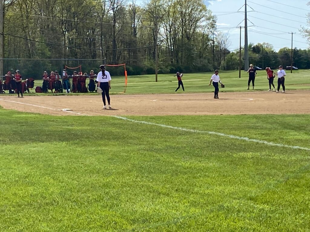 Girls softball game at softball field